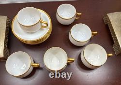 Antique 1915 Porcelain Set of 6 Cups & Saucers with Gold No Monogram