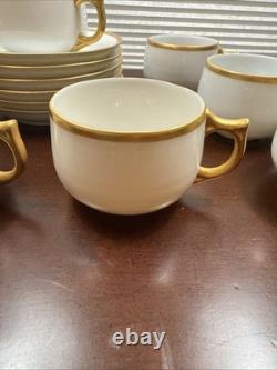 Antique 1915 Porcelain Set of 6 Cups & Saucers with Gold No Monogram