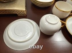 Antique 1915 Porcelain Set of 6 Cups & Saucers with Gold No Monogram