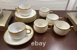 Antique 1915 Porcelain Set of 6 Cups & Saucers with Gold No Monogram
