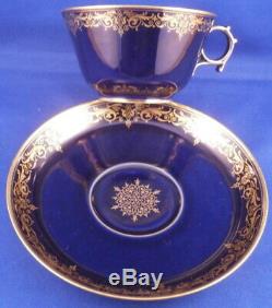 Antique 19thC Sevres Cobalt Blue & Gold Porcelain Cup & Saucer Porzellan Tasse