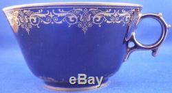 Antique 19thC Sevres Cobalt Blue & Gold Porcelain Cup & Saucer Porzellan Tasse