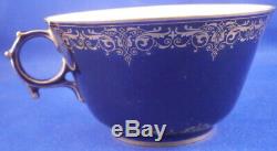 Antique 19thC Sevres Cobalt Blue & Gold Porcelain Cup & Saucer Porzellan Tasse