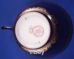 Antique 19thC Sevres Cobalt Blue & Gold Porcelain Cup & Saucer Porzellan Tasse