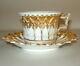 Antique 19th C. Meissen Porcelain Raised Relief Gold White Cup + Saucer