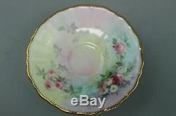 Antique 19th C Minton Cup & Saucer Hand Painted Gilded Flowers