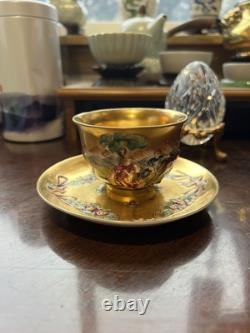 Antique 19th Century All Gold Capodimonte Classic Design Dimitasse Cup Saucer