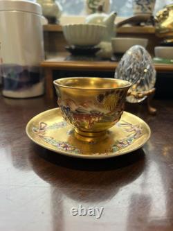 Antique 19th Century All Gold Capodimonte Classic Design Dimitasse Cup Saucer