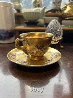 Antique 19th Century All Gold Capodimonte Classic Design Dimitasse Cup Saucer