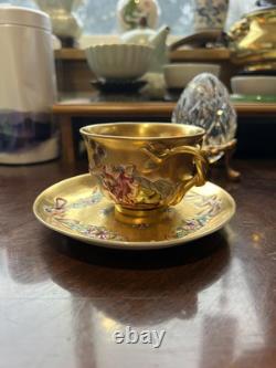 Antique 19th Century All Gold Capodimonte Classic Design Dimitasse Cup Saucer