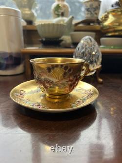 Antique 19th Century All Gold Capodimonte Classic Design Dimitasse Cup Saucer