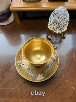 Antique 19th Century All Gold Capodimonte Classic Design Dimitasse Cup Saucer