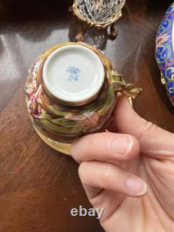 Antique 19th Century All Gold Capodimonte Classic Design Dimitasse Cup Saucer