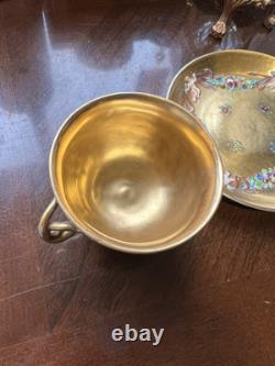 Antique 19th Century All Gold Capodimonte Classic Design Dimitasse Cup Saucer