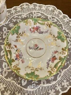 Antique 19th Century H & R HR Daniel Floral & Gold Tea Cup & Saucer #1919 c1835