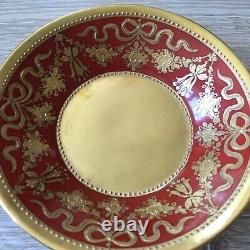 Antique 19th Century KPM Germany Demitasse Miniature Red & Gold Cup & Saucer