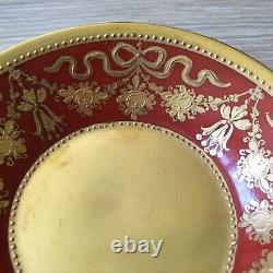 Antique 19th Century KPM Germany Demitasse Miniature Red & Gold Cup & Saucer