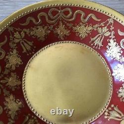 Antique 19th Century KPM Germany Demitasse Miniature Red & Gold Cup & Saucer