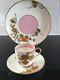 Antique 19th C. English Gold And Pink Luster Tea Cup & Saucer & Matching Plate