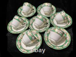 Antique 19th century Ridgeway cups and saucers. Hand painted gold on white