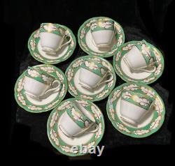 Antique 19th century Ridgeway cups and saucers. Hand painted gold on white