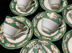 Antique 19th century Ridgeway cups and saucers. Hand painted gold on white