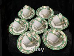 Antique 19th century Ridgeway cups and saucers. Hand painted gold on white