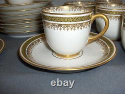 Antique 20 Pc Set Jean Pouyat Limoges 10 Demitasse Cups/Saucers gold design NICE