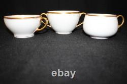 Antique 21 Pc. M. Redon & Elite Works Limoges Cups and Saucers White, Gold trim