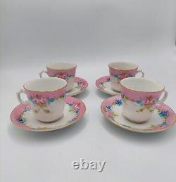 Antique 4 Vieux Paris Old Paris Hand Painted Floral Gilt Gold Cup & Saucer Set