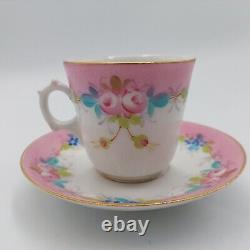 Antique 4 Vieux Paris Old Paris Hand Painted Floral Gilt Gold Cup & Saucer Set