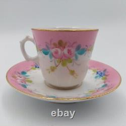 Antique 4 Vieux Paris Old Paris Hand Painted Floral Gilt Gold Cup & Saucer Set