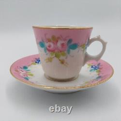 Antique 4 Vieux Paris Old Paris Hand Painted Floral Gilt Gold Cup & Saucer Set