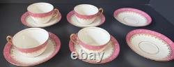 Antique Adderley Bone China Pink Gold Tea Cups Saucers Cottagecore Set