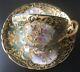 Antique Ambrosius Lamm Dresden Hand Painted Raised Gold Cup Saucer Watteau