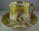 Antique Ambrosius Lamm Dresden Porcelain Demitasse Cup & Saucer Gold And Yellow