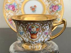 Antique Ambrosius Lamm Dresden Porcelain Gold Gilt & Floral Decorated Demitasse