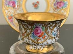 Antique Ambrosius Lamm Dresden Porcelain Gold Gilt & Floral Decorated Demitasse
