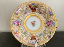 Antique Ambrosius Lamm Dresden Porcelain Gold Gilt & Floral Decorated Demitasse