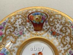 Antique Ambrosius Lamm Dresden Porcelain Gold Gilt & Floral Decorated Demitasse