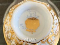 Antique Ambrosius Lamm Dresden Porcelain Gold Gilt & Floral Decorated Demitasse