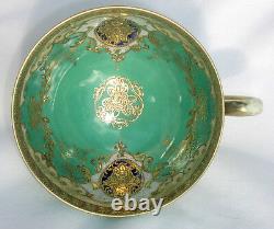 Antique August Warnecke Porcelain Green Gold Rococo Cup Saucer Porzellan Germany