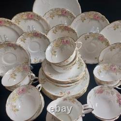 Antique Aynsley Fine Bone China Tea Set Roses Gold Trim Teacups & Saucers