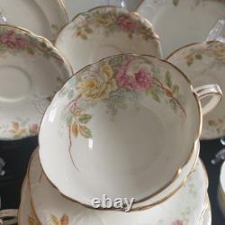 Antique Aynsley Fine Bone China Tea Set Roses Gold Trim Teacups & Saucers