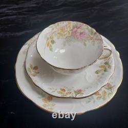 Antique Aynsley Fine Bone China Tea Set Roses Gold Trim Teacups & Saucers
