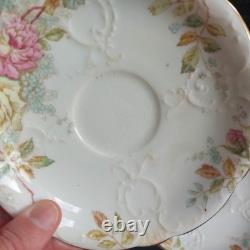 Antique Aynsley Fine Bone China Tea Set Roses Gold Trim Teacups & Saucers