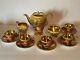 Antique Aynsley Golden Orchard Handpainted Fruit Coffee Pot/5 Cups&saucers/c&s