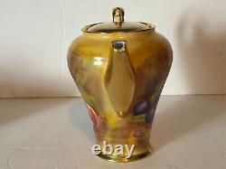 Antique Aynsley Golden Orchard Handpainted Fruit Coffee Pot/5 Cups&Saucers/C&S
