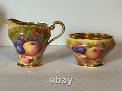 Antique Aynsley Golden Orchard Handpainted Fruit Coffee Pot/5 Cups&Saucers/C&S