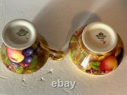 Antique Aynsley Golden Orchard Handpainted Fruit Coffee Pot/5 Cups&Saucers/C&S